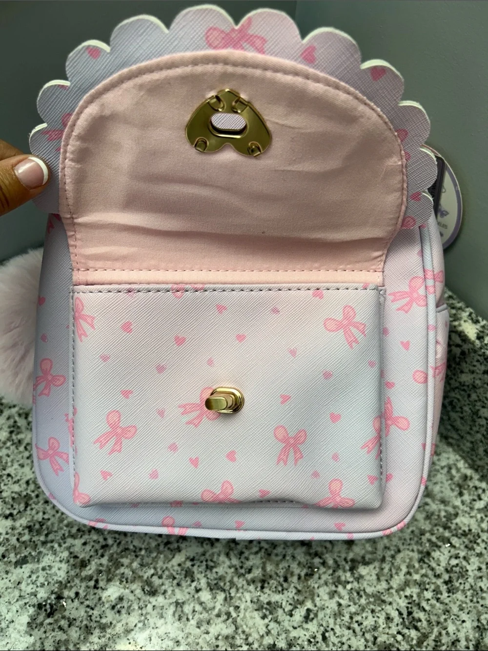 NWT Under One Sky mini Backpack with Bow Embellishemnts